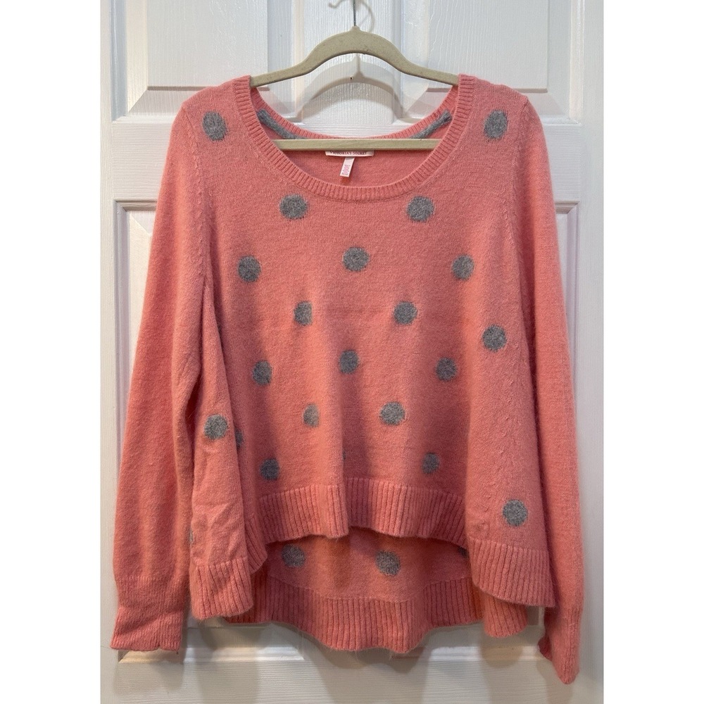 Victoria's Secret Angora Wool Infused Hi Low Dotted Sweater Size M Luxury Preppy
